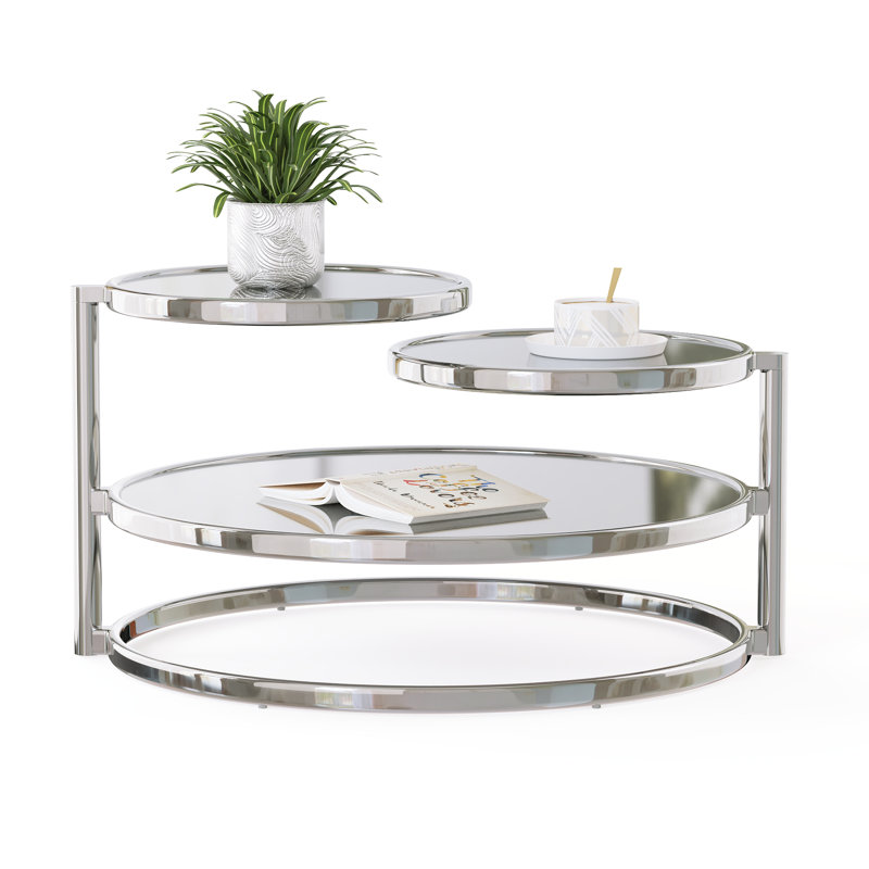 Table basse, Chrome poli, Argent