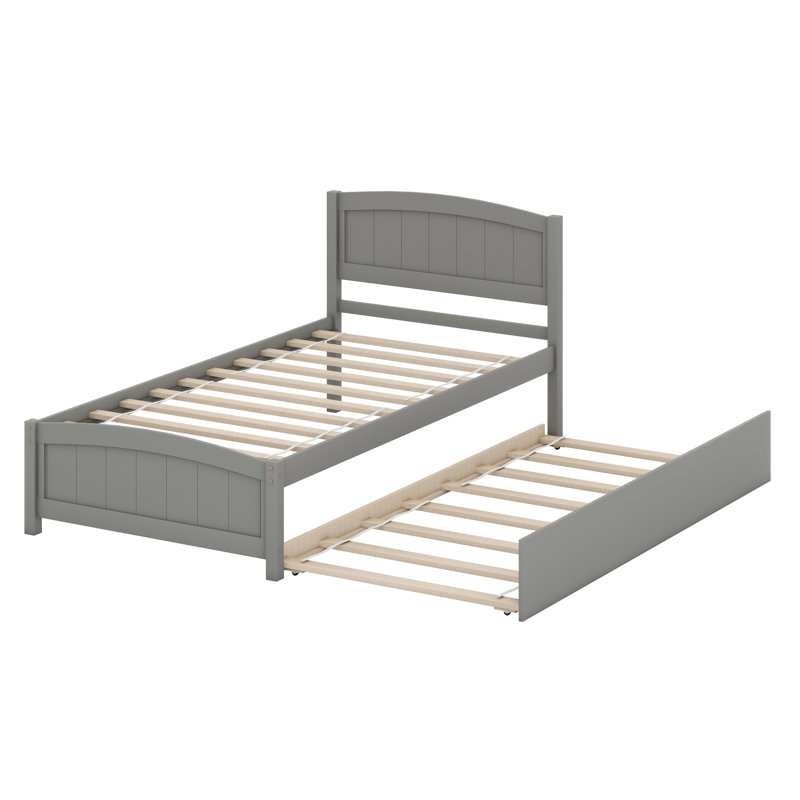 Lit plateforme avec lit gigogne, Gris