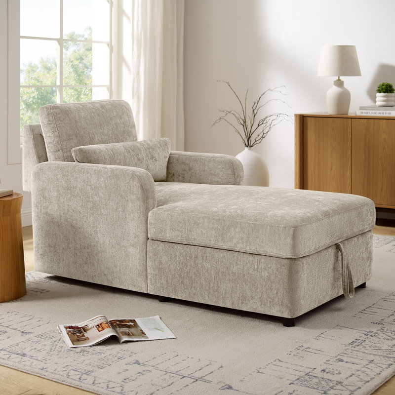 Chaise longue rembourrée avec rangement, Chameau
