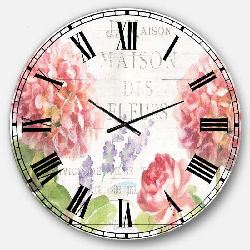 Maison Des Fleurs II - Horloge murale maison de campagne, Surdimensionné