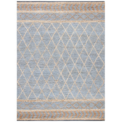 Phippsburg Geometric Handwoven Natural/Blue Area Rug