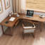 Bureau en bois massif en forme de L brun noyer avec 3 tiroirs-2103932466-2103932464