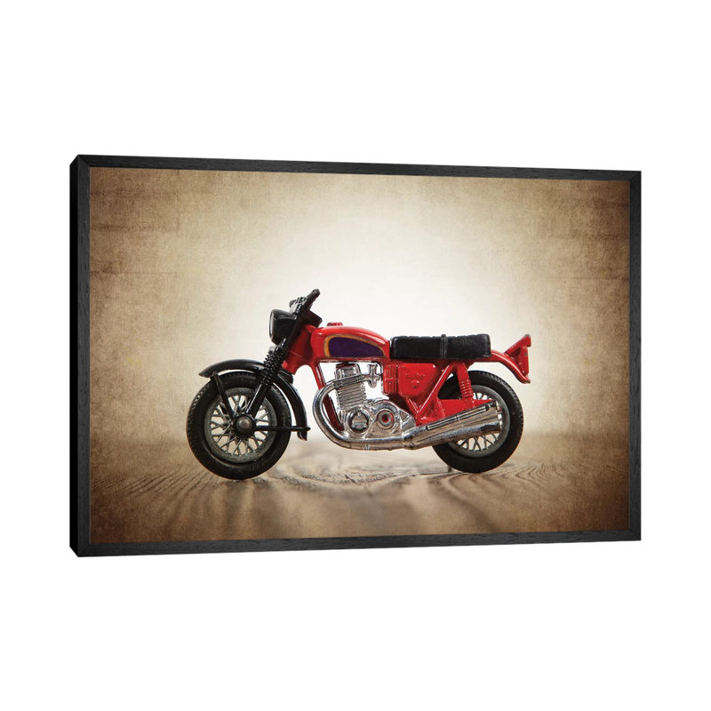 Red Motorcycle - Print on Canvas, Black Framed, 101.6 cm H x 66.04 cm W