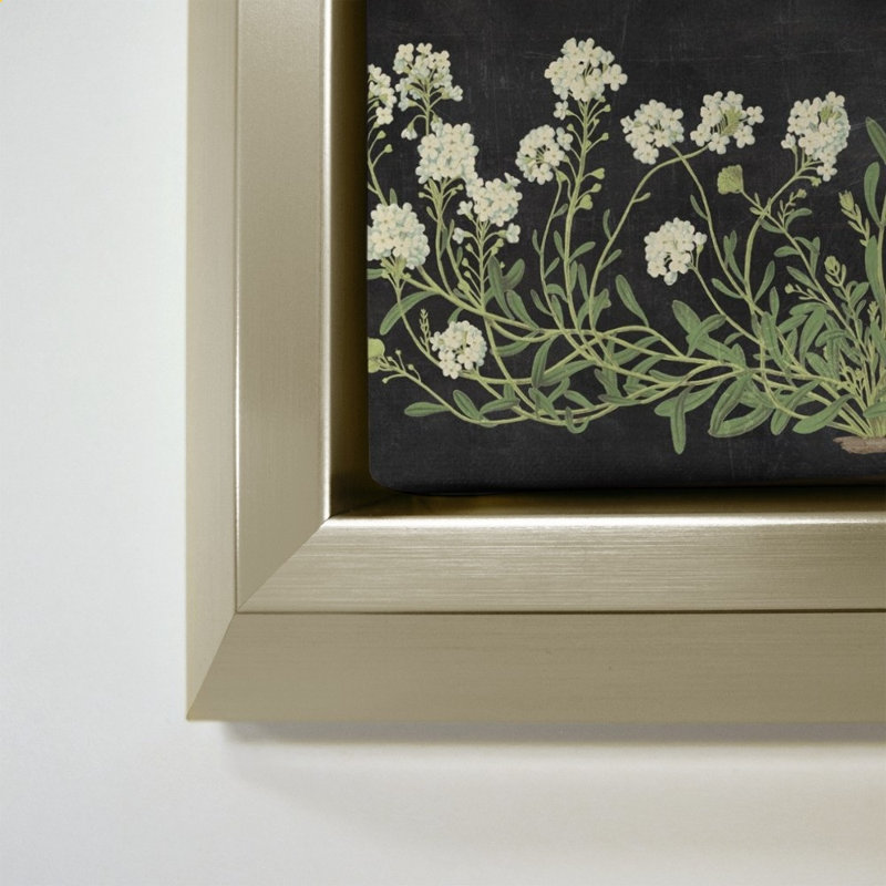 Fleurs rétro sur fond noir par Wild Apple Portfolio - impression sur toile, H 28 po x l 28 po, Champagne