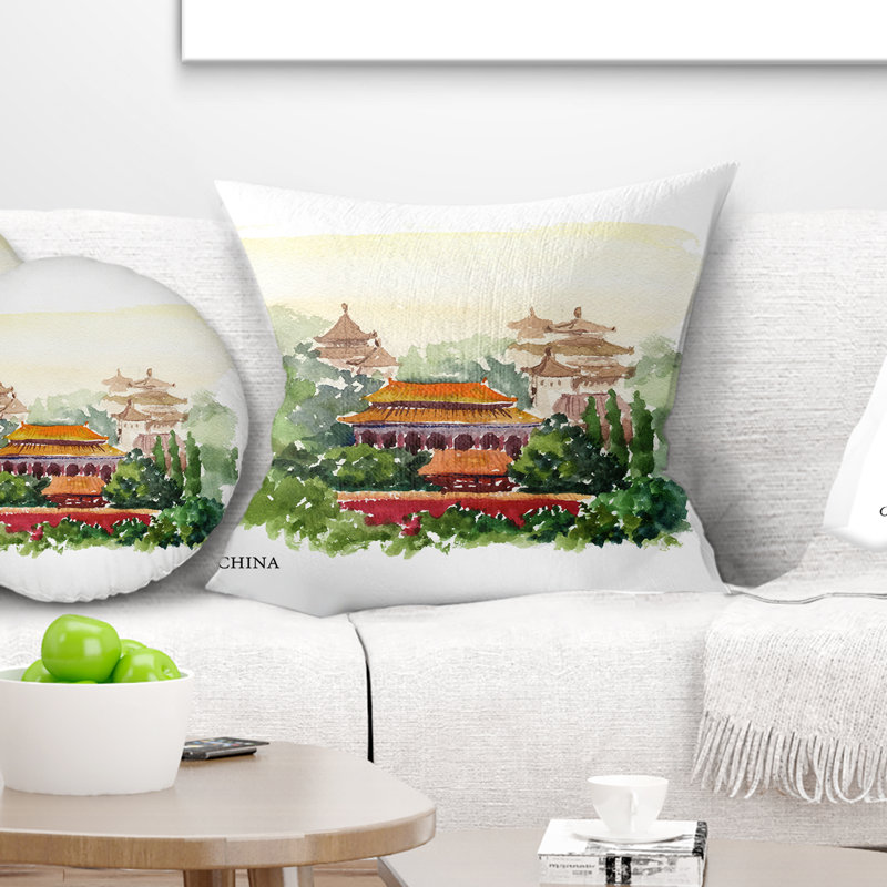 Coussin China, 16 po x 1 po, Coussin décoratif