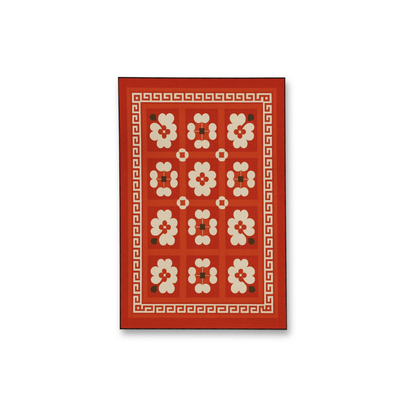 Tapis bleu tissé lavable rétro Mosso, 2' x 2'11"