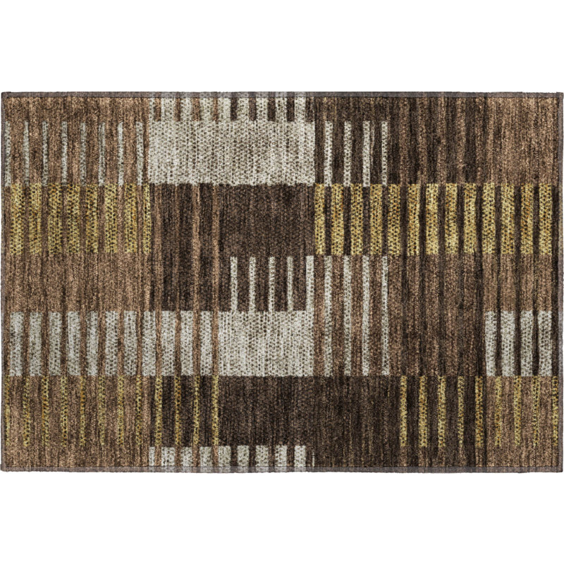 Premium Machine Washable Prisco Chocolate Rug, Rectangle 1'8" x 2'6"