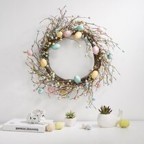 Pastel Easter Egg Ribbon Wreath Handmade Deco Mesh