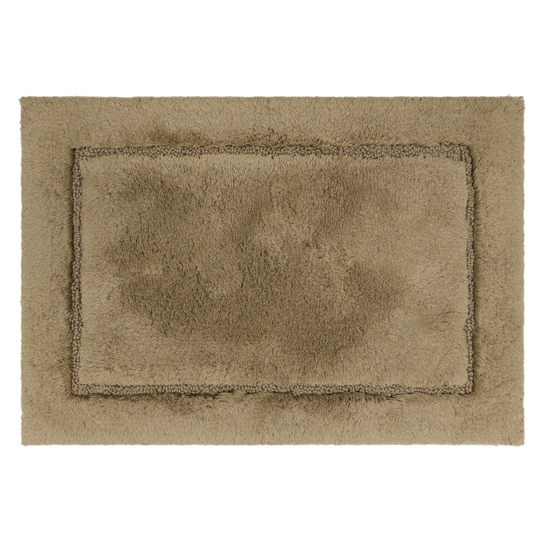 Kalb Solid Cotton Non Slip Machine Washable Bath Rug, 17" W x 24" L, Taupe
