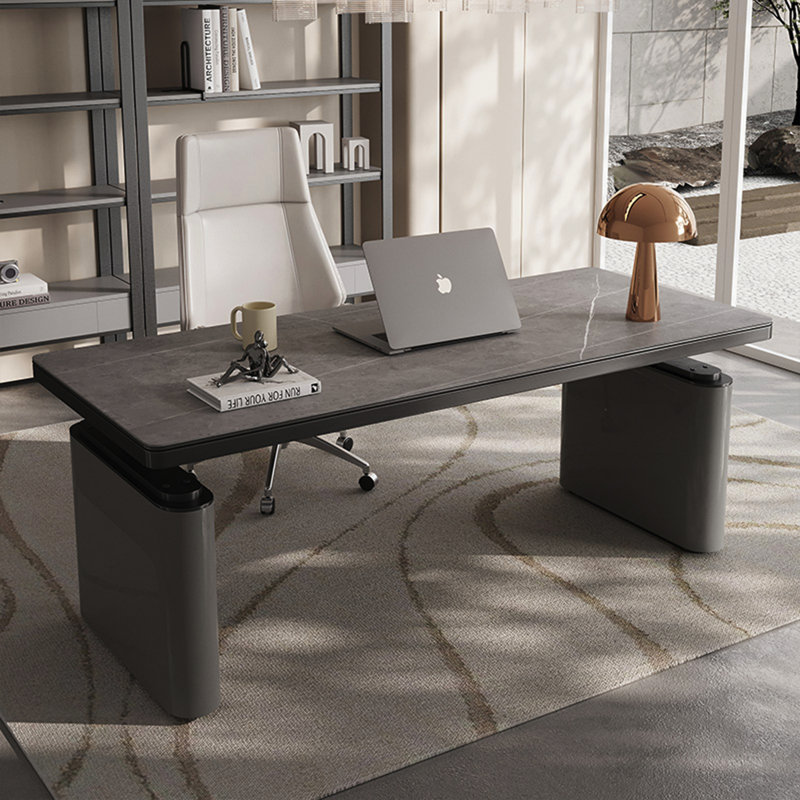 Adjustable Height Faux Marble Steel Standing Desk, 28.35" H x 55.12" W x 27.56" D, Gray