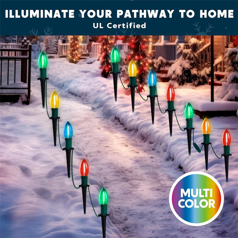 Guirlande de Noël C9, 30,75 pi, 24 lumières de Noël pour l'extérieur, Multicolore, 4.69"