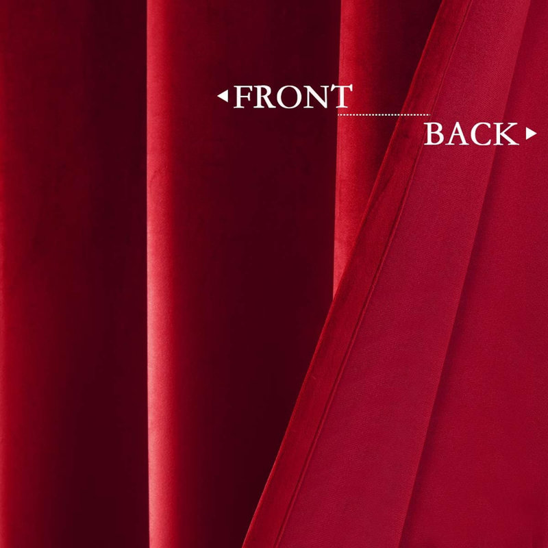 Velvet Blackout Curtain Pair, 52" W x 63" L, Red