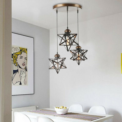 Luminaire suspendu 3 lumières à abat-jour en verre Moravian