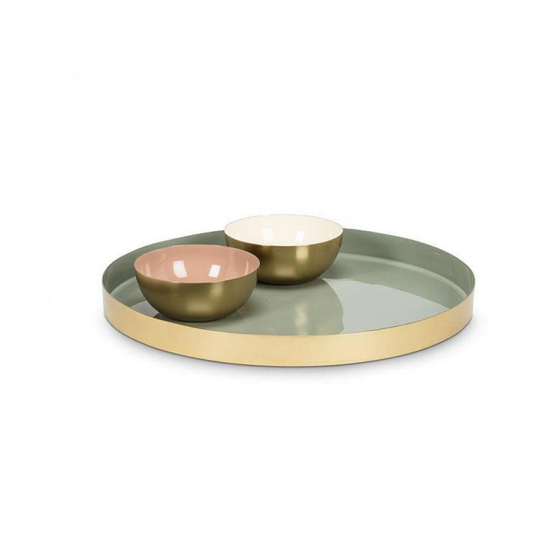 Petit plateau, Perle / vert sauge, 12 x 12 x 1