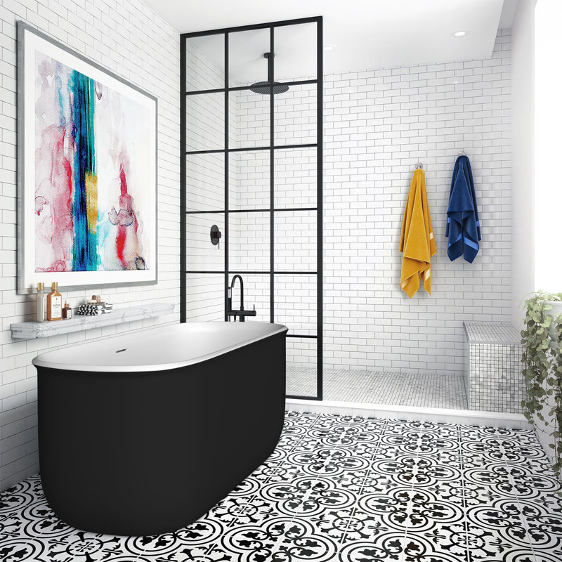 Baignoire de trempage autoportante en acrylique 63 po. X 29 po., Noir