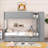 Full-over-Full sized platform bunk bed with integrated storage, solid wood construction, slate gray