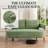 Modern Rounded Loveseat Sofa, Green Textured Fabric-124582048