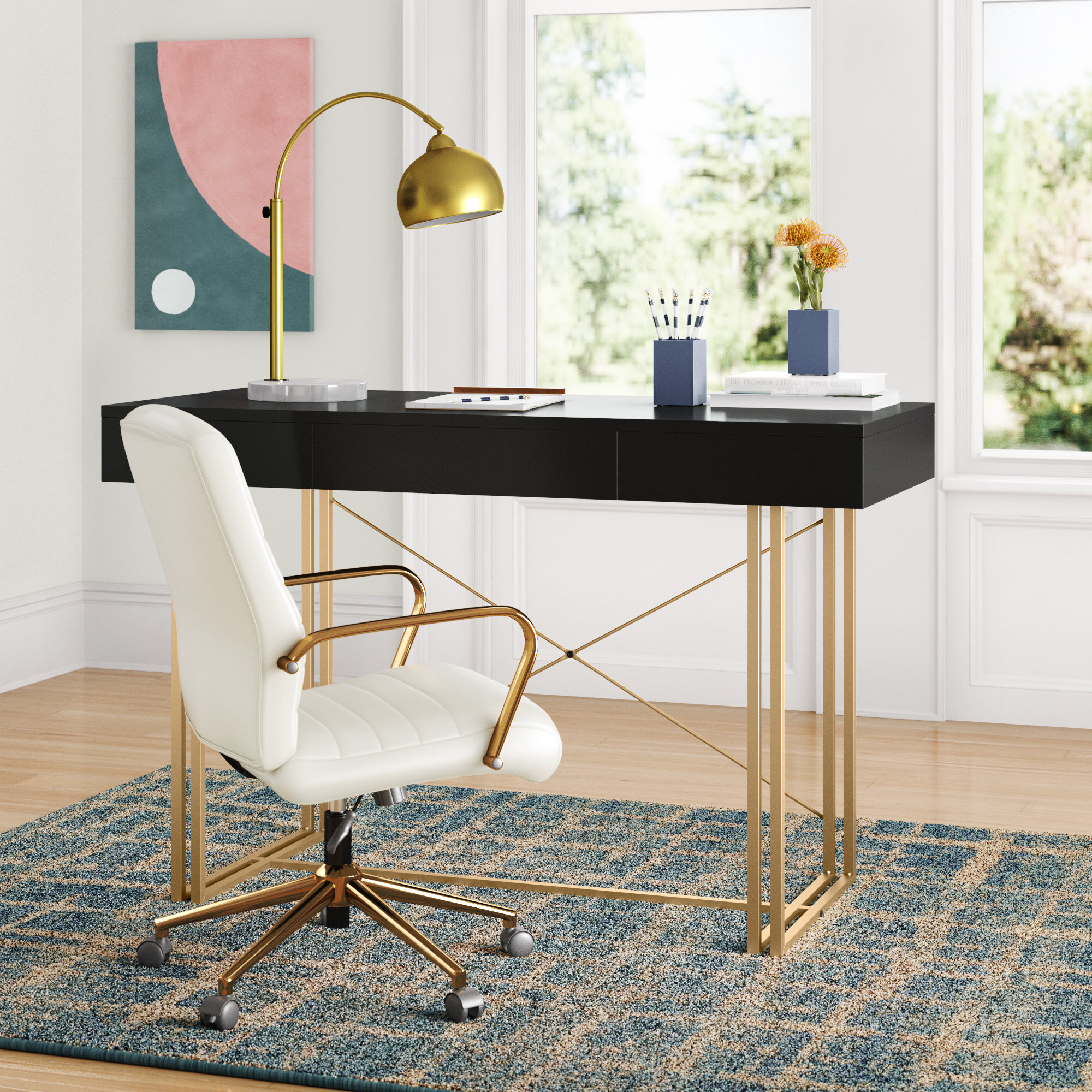 Mercury Row Modern Black Home Office Desk & Reviews Wayfair Canada