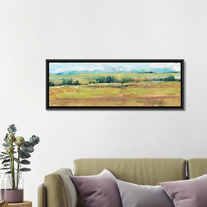 « distante treeline panel ii », reproduction sur toile, H 12 po x l 36 po x P 1,5 po, Toile avec cadre noir
