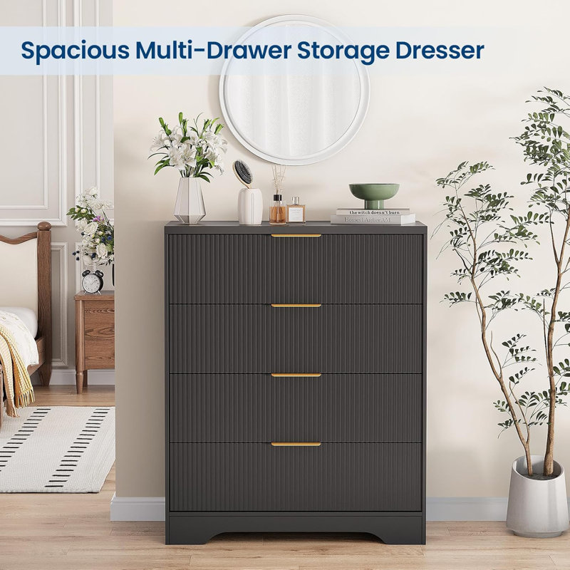 80 cm W Chest of 5 Drawers, Black