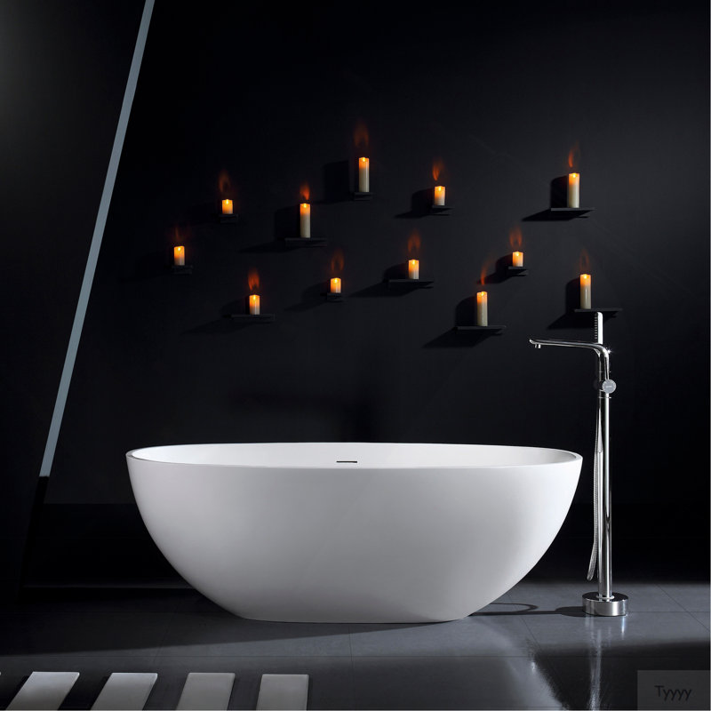 Baignoire de trempage autoportante 65,2 pouces pour salle de bain
