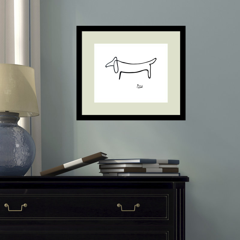 «Midtown Le Chien» par Pablo Picasso, reproduction d'art sur papier, H 13 po x l 15 po, Noir mat