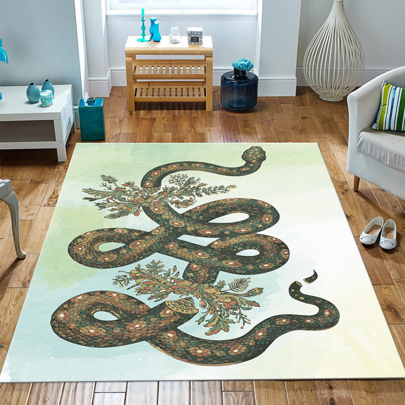 Floral Non Woven Thin Type Printed Rug with Intricate Blue and Red Traditional Oriental Pattern for Indoor Use