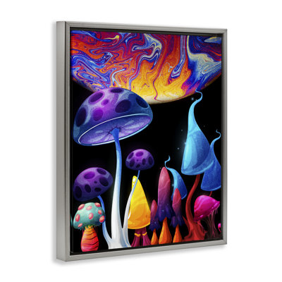 Cadre fantaisiste champignon fantaisiste dans l'espace, design par Kim Allen