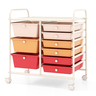  9-Drawer Rolling Storage Cart with Colorful Macaron Drawers, Sturdy Metal Frame, Smooth-Caster Mobility, Multicolor