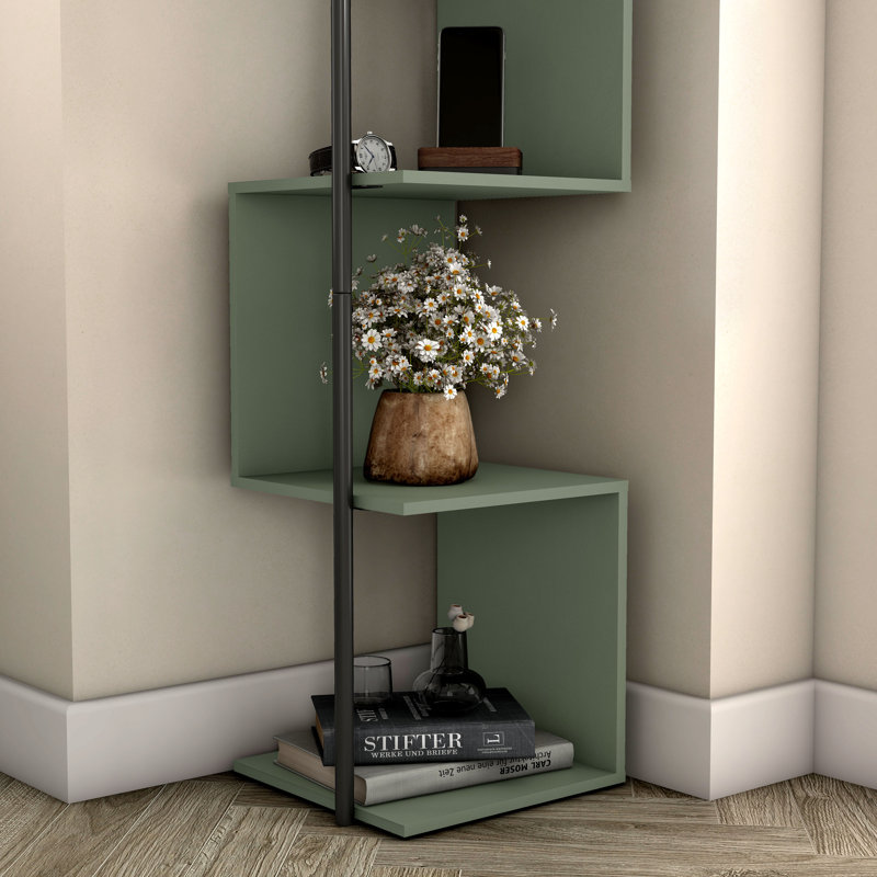 Seldovia 61.5"H Corner Bookcase, Sage Green