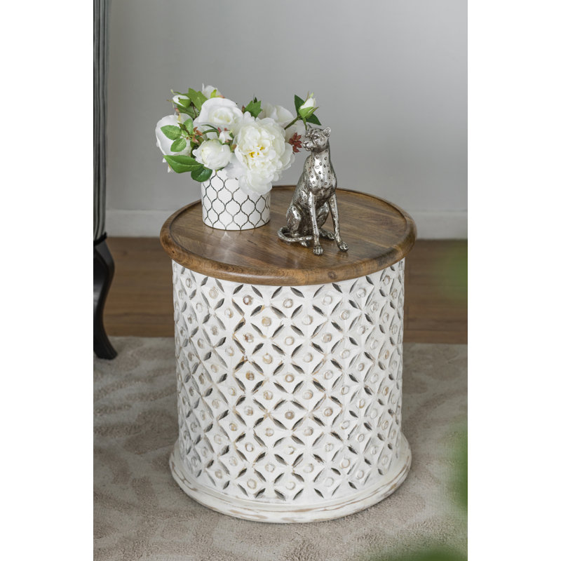 Table de bout cylindrique en bois massif