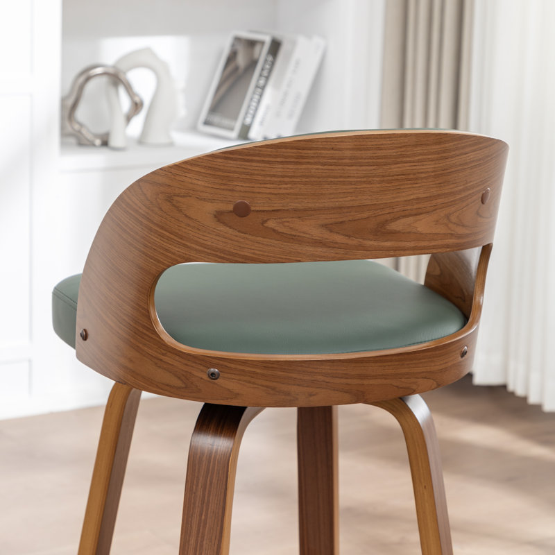 Swivel Upholstered Counter Stool, Green, Counter Stool (24.8" Seat Height