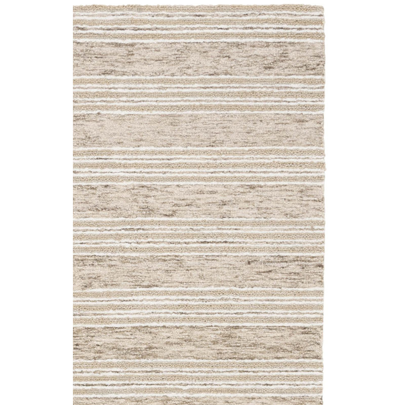 Pine 803 Hand Tufted Wool; Cotton; Latex Striped Rug in Ivory/Taupe, Rectangle 4' x 6'