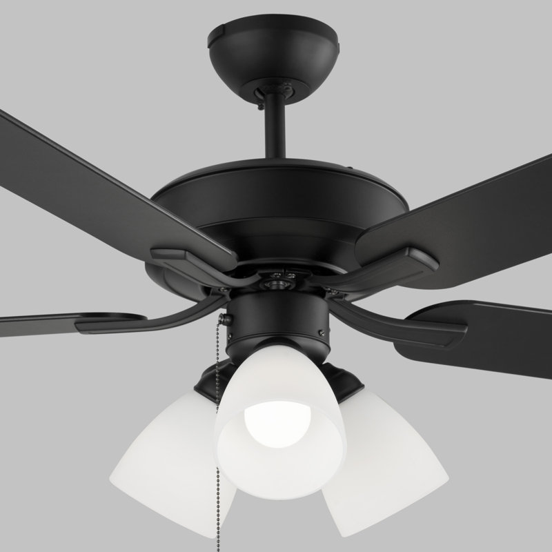 52'' Ceiling Fan with LED Lights, Midnight Black, Midnight Black/American Walnut