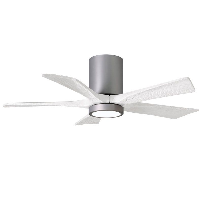 Irene 5 - Blade LED Ceiling Fan with Light Kit Included, Brushed Nickel, Matte White, 42"
