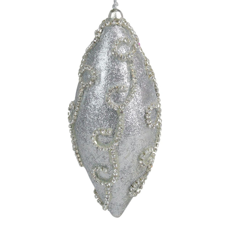 Ornement en forme de fleur de Noël incassable pailleté argenté 6 po