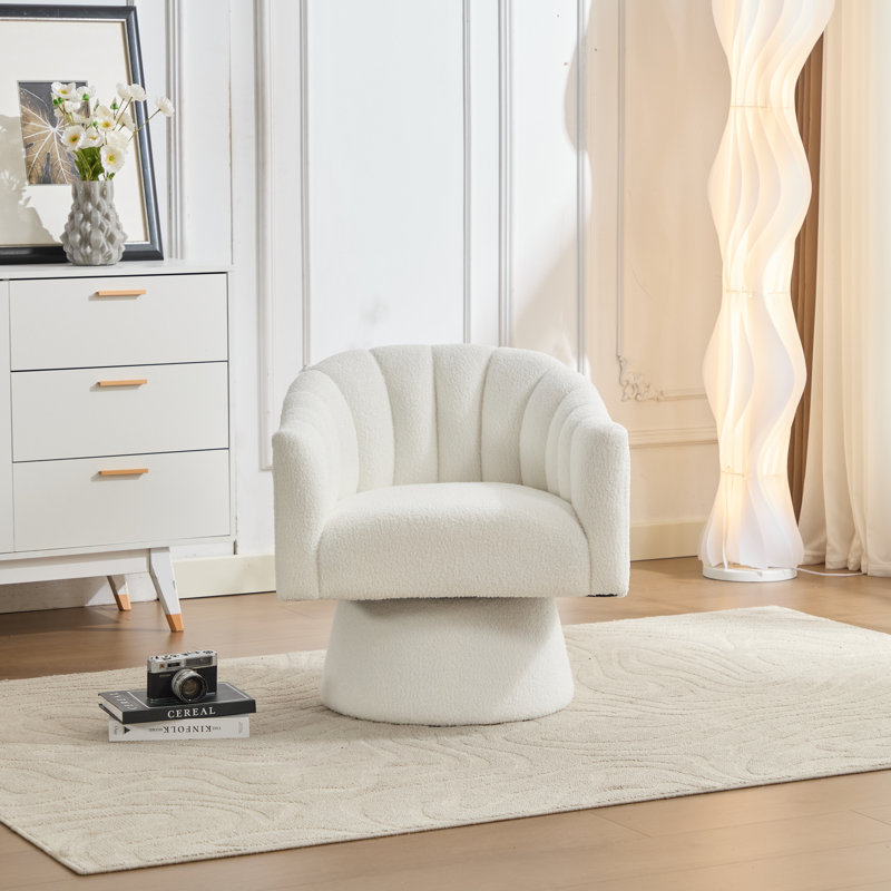 Swivel Barrel Chair, White