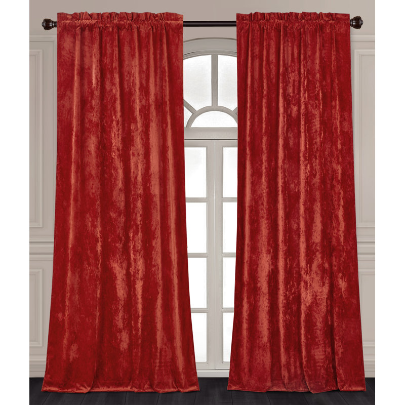Velvet Bedding Collection Velvet Curtain, 50" W x 84" L, Brick Red