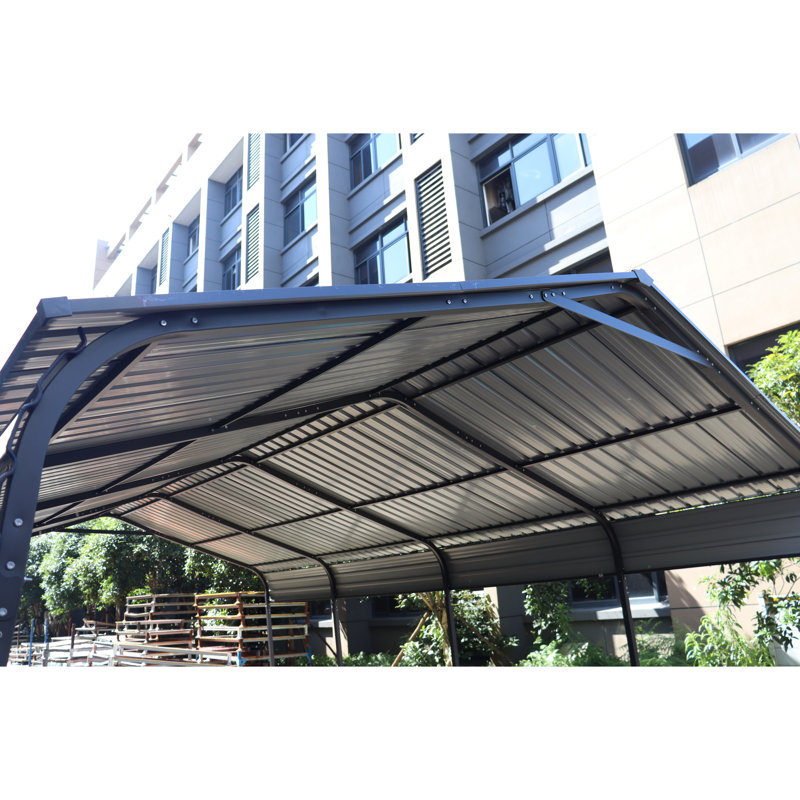 1220 Ft Metal Carport Shed - Weather Resistance Garage Gray Heavy-Duty Galvanized Steel Roof For Stability
