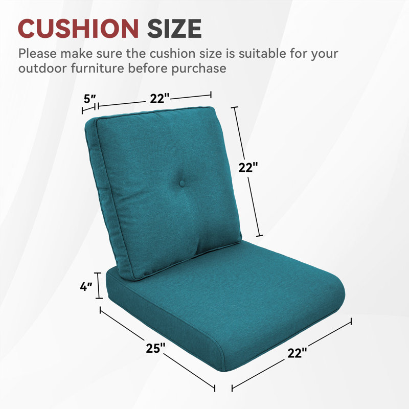 Carolina 24" X 22" Outdoor Furniture Replacement Cushions, Peacock Green, 4