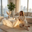 Table basse carrée en marbre naturel - Luxe moderne avec lumière DEL à intensité variable-524244773