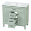 Ensemble de meuble-lavabo avec lavabo, armoire autoportante avec lavabo en céramique, cadre en bois aggloméré et en bois massif, tiroir supérieur rabattable, portes à fermeture en douceur, 2 tiroirs de rangement, poignées-893200610