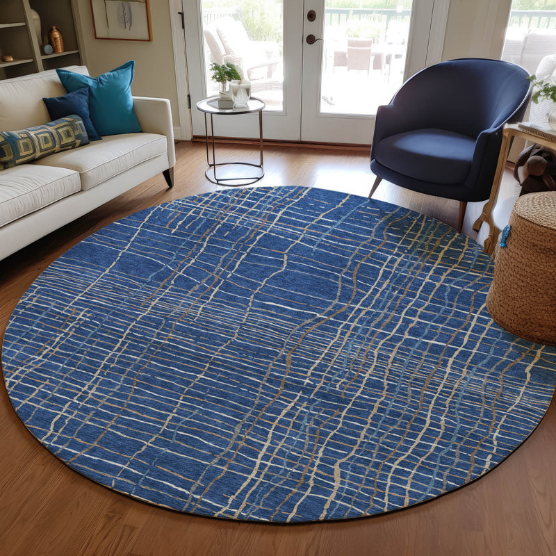 Tapis intérieur / extérieur bleu Calista , 8 pi x 8 pi