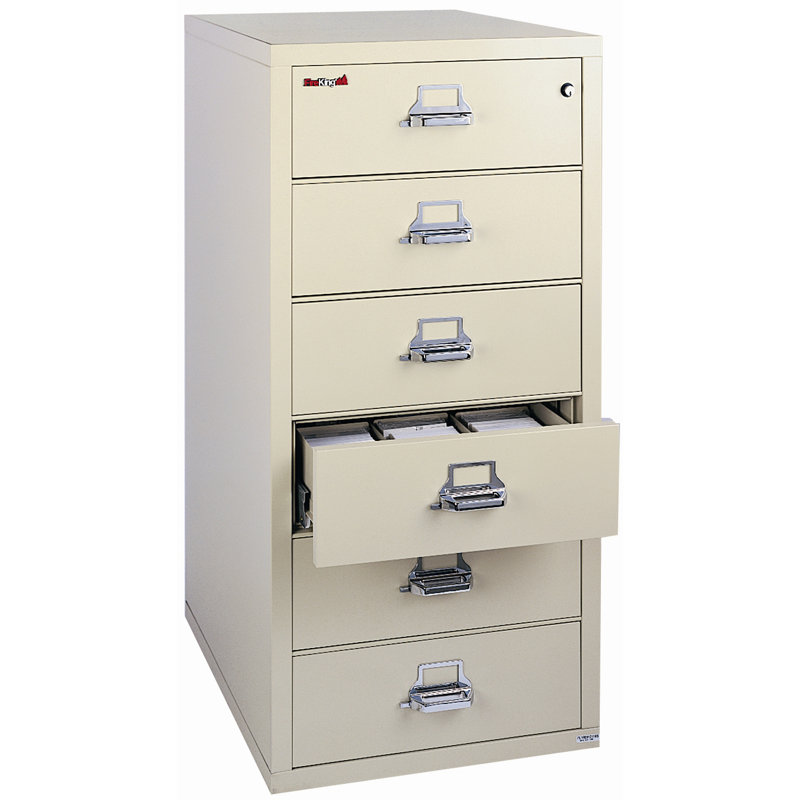 Fireproof 6 - Drawer File Cabinet, Champagne, Key Lock