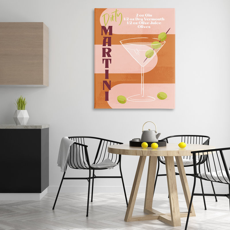 Art mural rétro sur toile, "Dirty Martini Recipe" par Deane Beesley, H 48 po x l 36 po