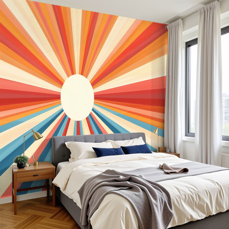 Papier peint auto-adhésif Boho Sun, L 144 po x l 100 po