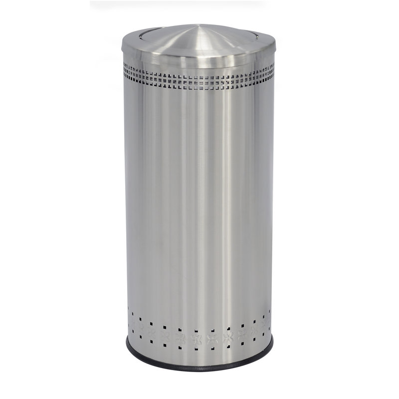 Precision Series Steel Swing Top Kitchen Trash Can - 25 Gallons, Stainless