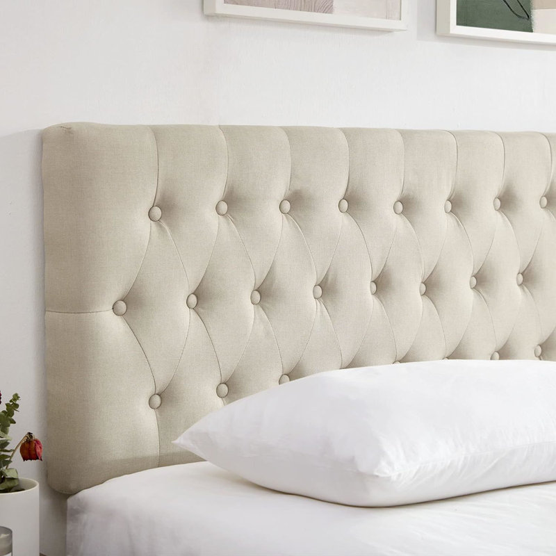 Tête de lit tapissier Aveigha, Lin beige, Très grand