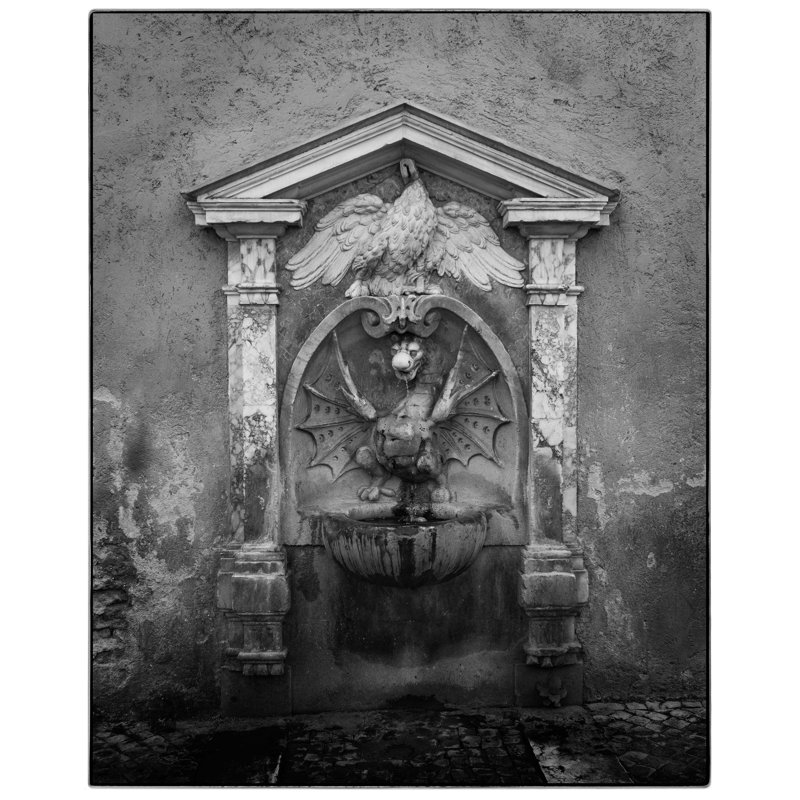 Fontaine de l'aigle romain - Photographie de cadre photo sur papier, H 28 po x l 23,5 po, Encadré naturel