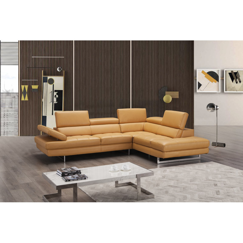 Upholstered Sectional, Right Hand Facing, Freesia Genuine Leather